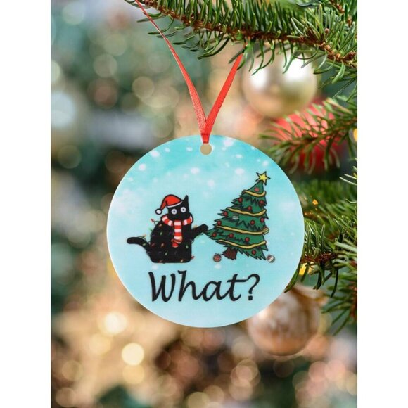 1pc Round Acrylic Tree Ornament Cat Lover Gifts For Women - Picture 3 of 4